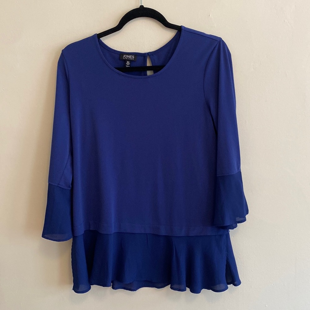 Blue along Sleeve Blouse